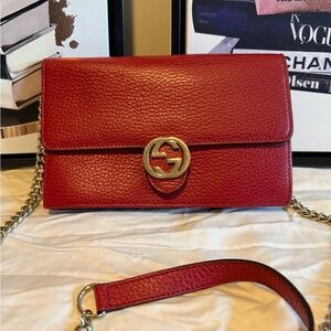 Gucci Crimson Leather Crossbody Bag